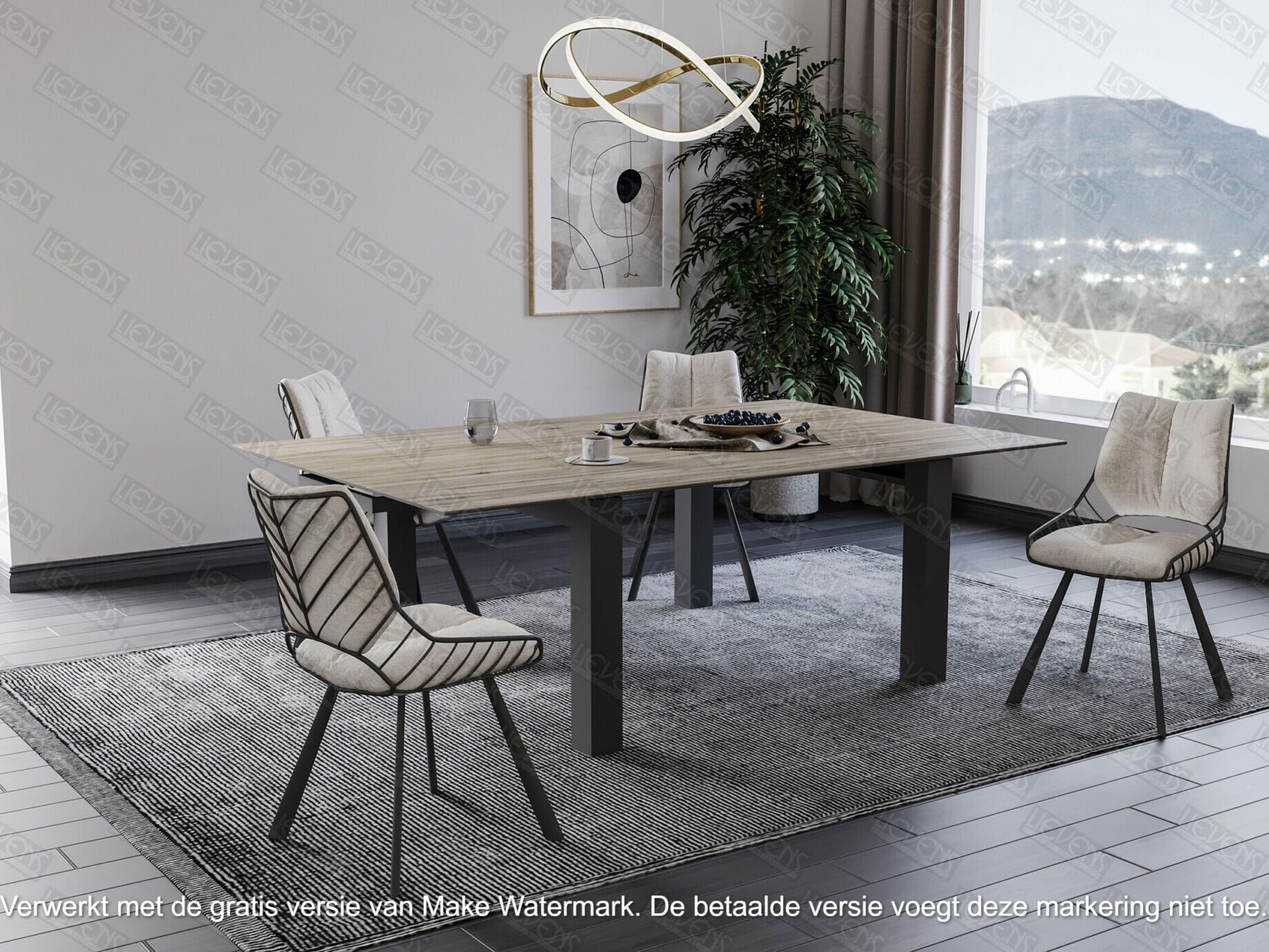 table carre avec allonge, chaise blanche