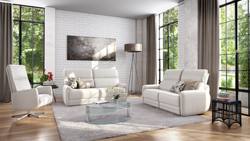 canape cuir blanc bellevue