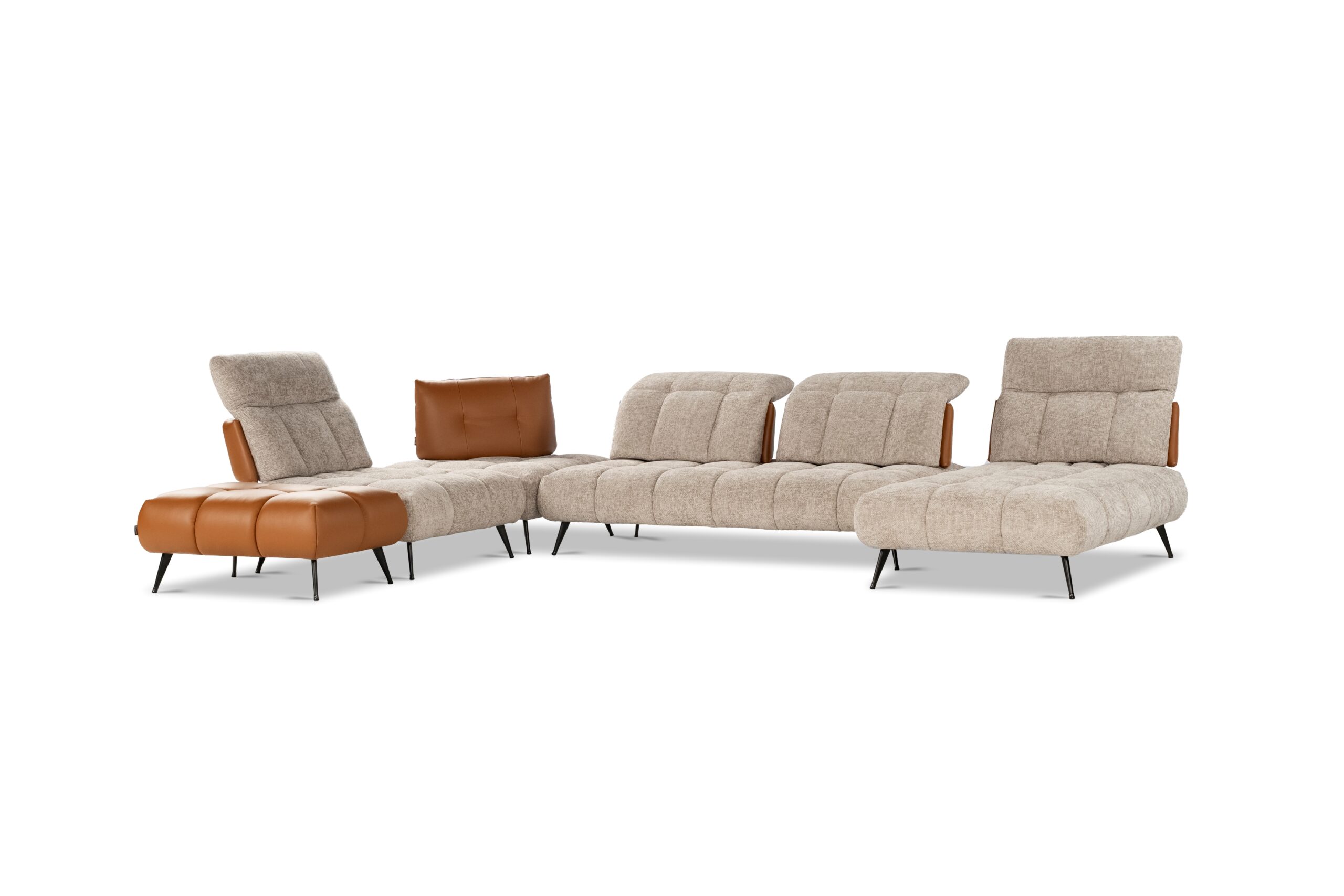canape en cuir et tissu modulable