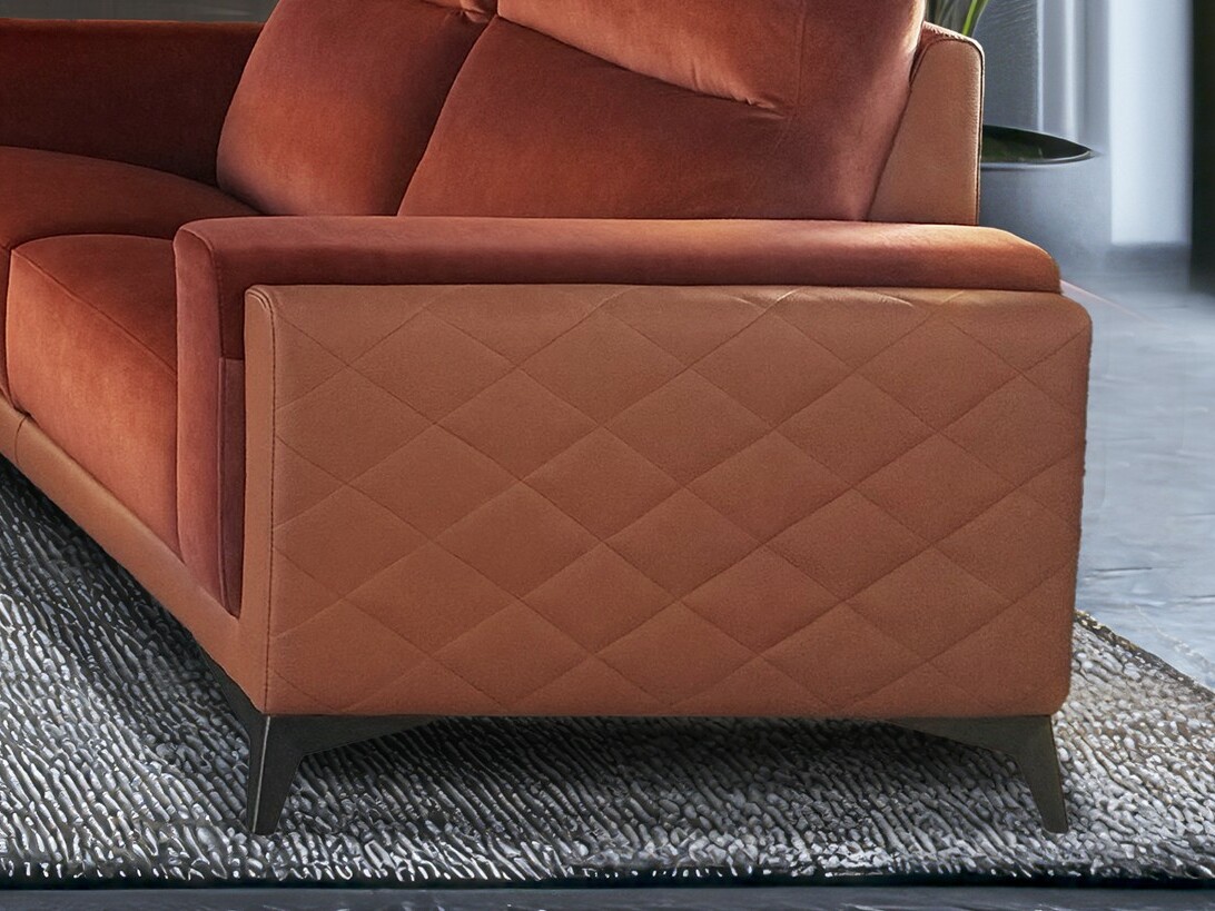 accoudoir cuir orange avec surpiqures