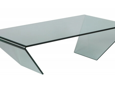 table basse en verre en V inversé champniers